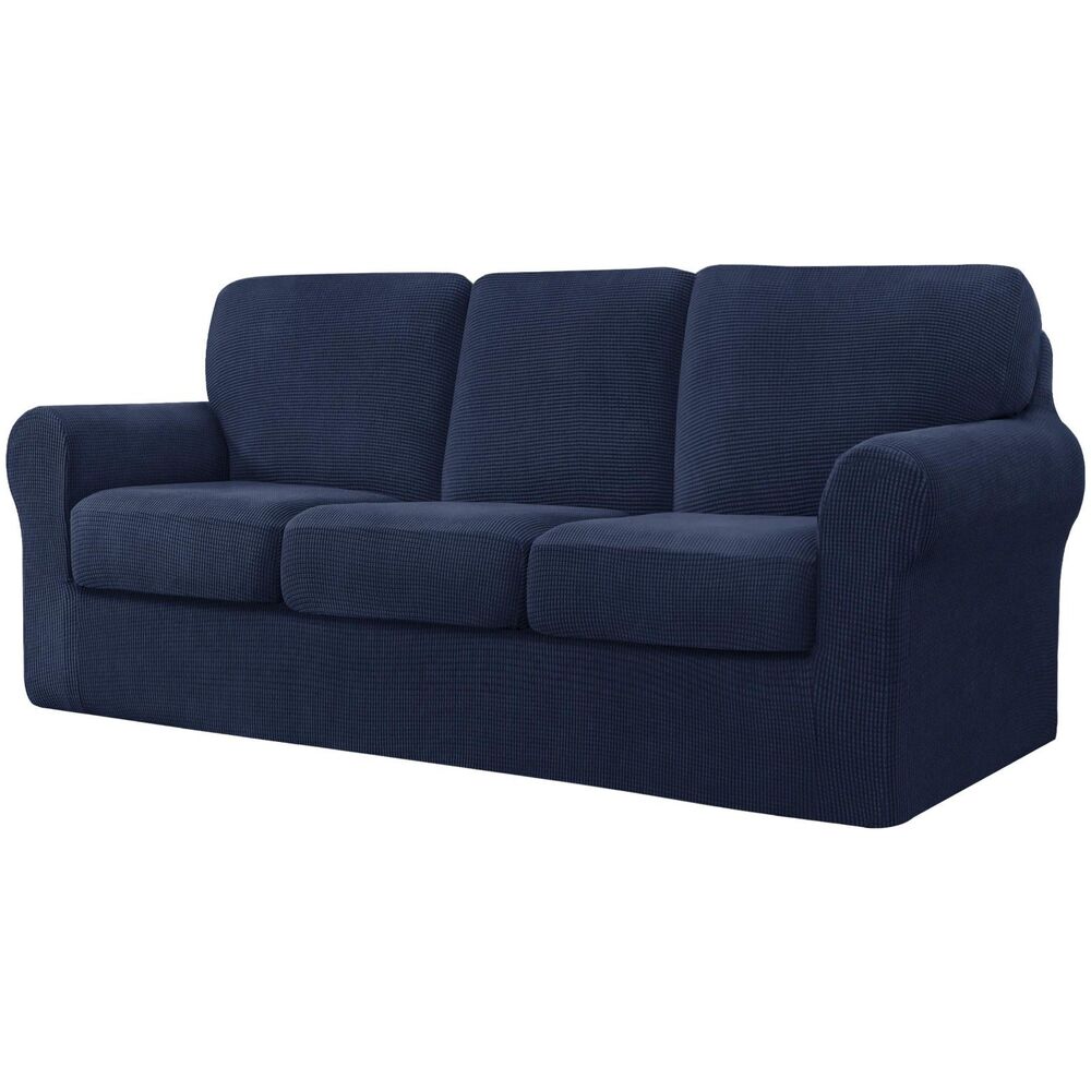 7 Piece Stretch Couch Covers for Sofa, Sofa, Dark Blue